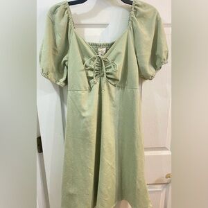 Jessica Simpson Sage Green Midi Dress with Puff Sleeves Size M